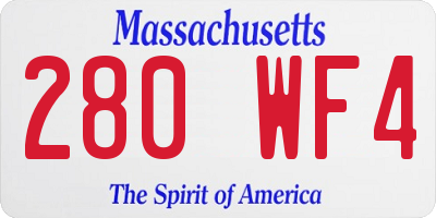 MA license plate 280WF4