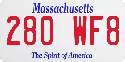 MA license plate 280WF8