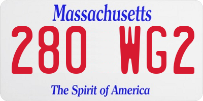 MA license plate 280WG2