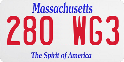 MA license plate 280WG3
