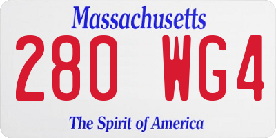 MA license plate 280WG4