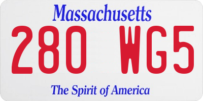 MA license plate 280WG5