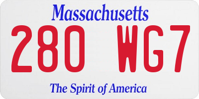 MA license plate 280WG7