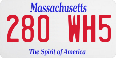MA license plate 280WH5