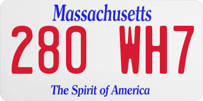 MA license plate 280WH7