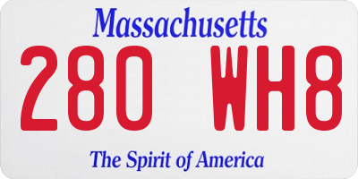 MA license plate 280WH8