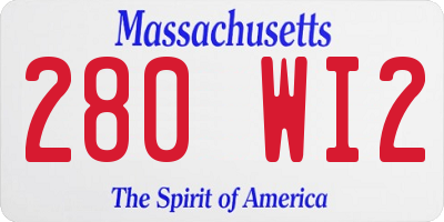MA license plate 280WI2