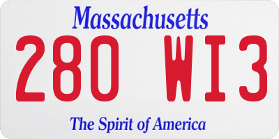 MA license plate 280WI3