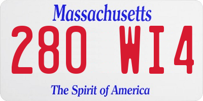 MA license plate 280WI4