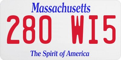 MA license plate 280WI5