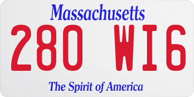 MA license plate 280WI6