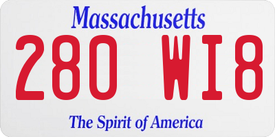 MA license plate 280WI8