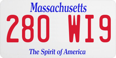 MA license plate 280WI9
