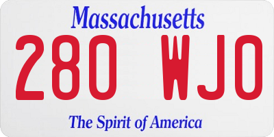 MA license plate 280WJ0