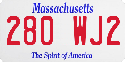 MA license plate 280WJ2