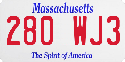 MA license plate 280WJ3