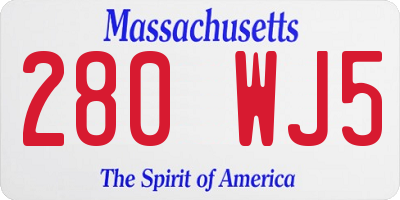 MA license plate 280WJ5