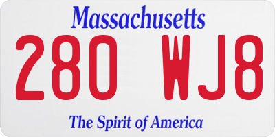MA license plate 280WJ8