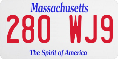 MA license plate 280WJ9