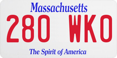 MA license plate 280WK0