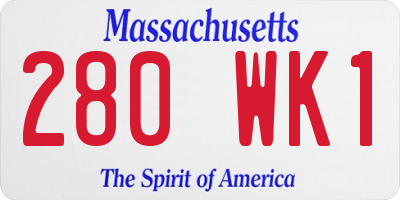 MA license plate 280WK1