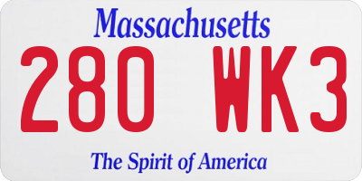 MA license plate 280WK3