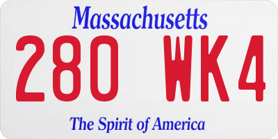 MA license plate 280WK4