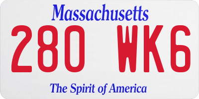 MA license plate 280WK6