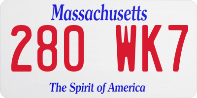 MA license plate 280WK7