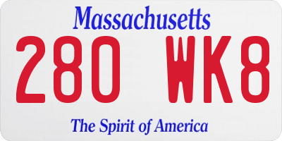 MA license plate 280WK8