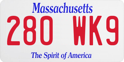 MA license plate 280WK9