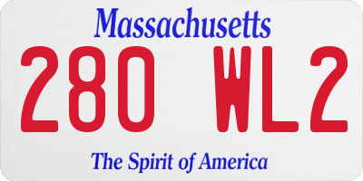 MA license plate 280WL2