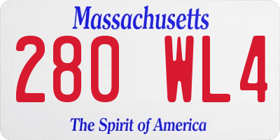 MA license plate 280WL4