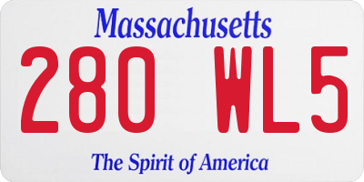 MA license plate 280WL5