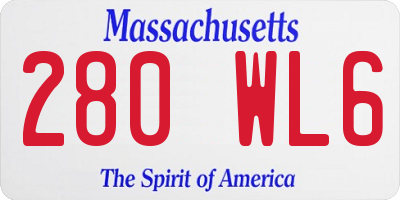 MA license plate 280WL6