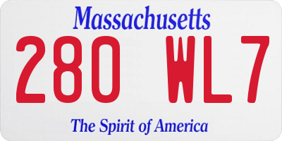 MA license plate 280WL7