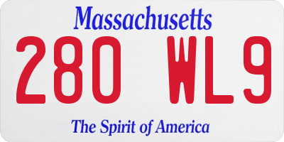 MA license plate 280WL9