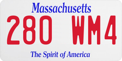 MA license plate 280WM4