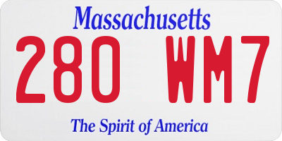 MA license plate 280WM7
