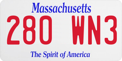 MA license plate 280WN3