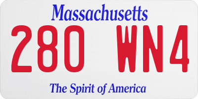 MA license plate 280WN4