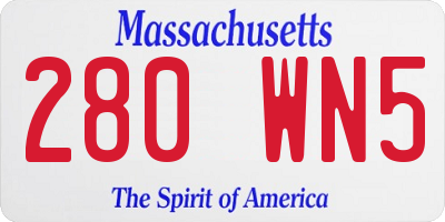 MA license plate 280WN5