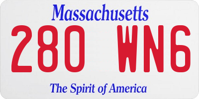 MA license plate 280WN6