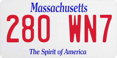 MA license plate 280WN7