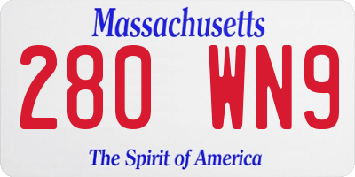 MA license plate 280WN9