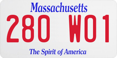 MA license plate 280WO1