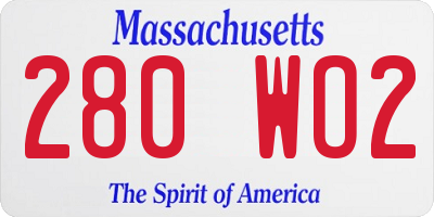 MA license plate 280WO2