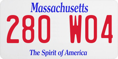MA license plate 280WO4