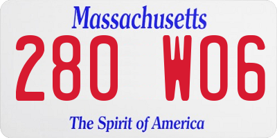MA license plate 280WO6