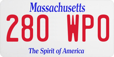 MA license plate 280WP0